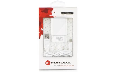 Forcell Φορτιστής με Θύρα USB-A και Καλώδιο USB-C 18W Quick Charge 3.0 Λευκός