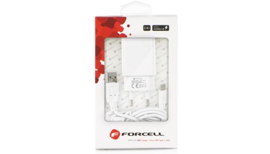 Forcell Φορτιστής με Θύρα USB-A και Καλώδιο USB-C 18W Quick Charge 3.0 Λευκός