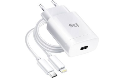 Φορτιστής Travel iPhone 8/X/11/12 3A & Cable Type C to lighting λευκό