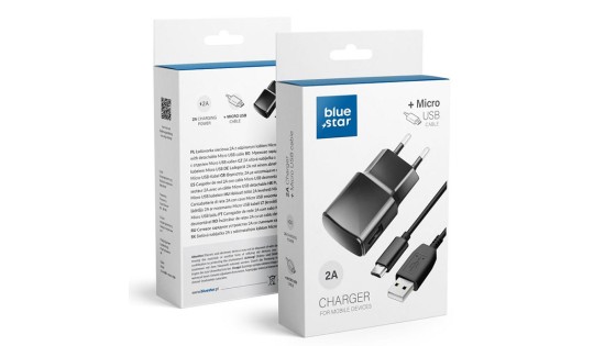 Bluestar Φορτιστής ταξιδίου 2A + Καλώδιο USB σε Micro USB