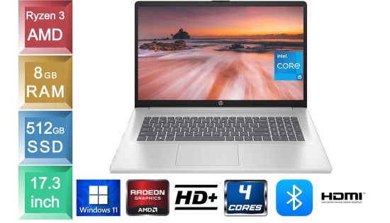 HP Laptop 17 - Ryzen 3 - 8GB RAM - 512GB SSD