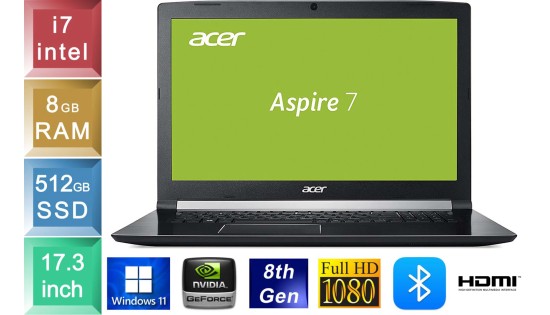 Acer Aspire 7 A717-72G - i7 - 8GB RAM - 512GB SSD